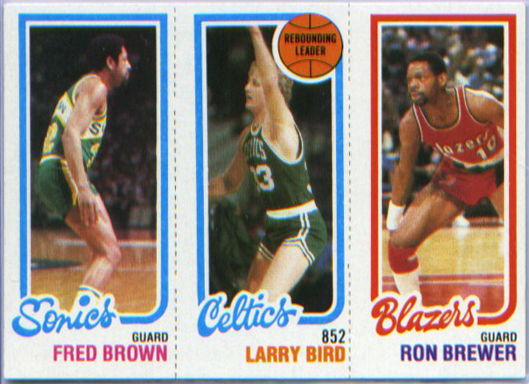 1980-81 Topps #165 228 Fred Brown/31 Larry Bird TL/198 Ron Brewer product photo